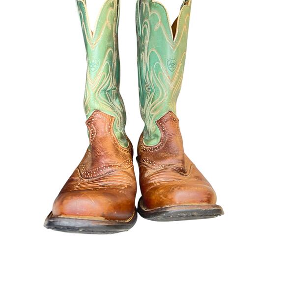 Ariat Brown & Turquoise Leather Western Cowboy Boots size 9 B - Picture 5 of 8